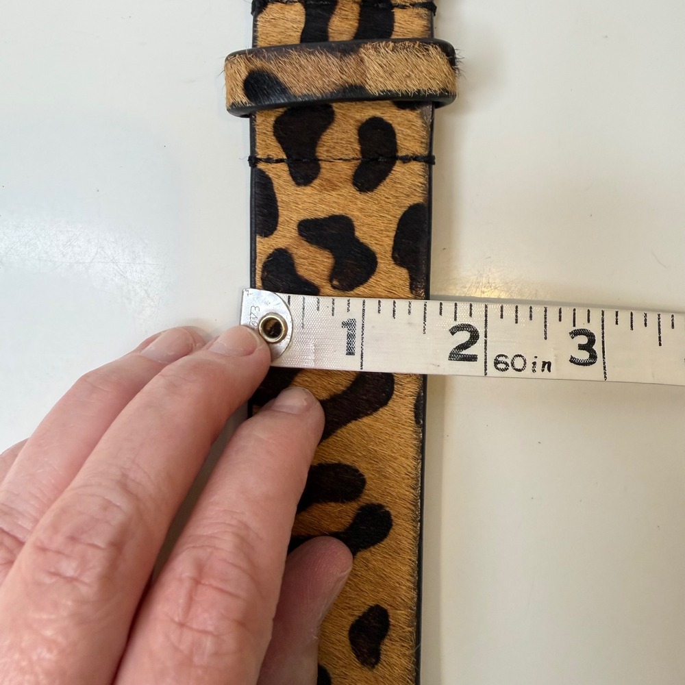 Free People Leopard Belt Womens Brown Calf Hair Leather Animal Print Boho M/L - Picture 10 of 11